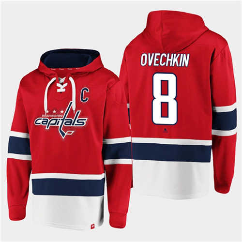 Washington Capitals #8 Alex Ovechkin Red All Stitched Sweatshirt Hoodie